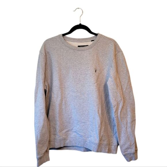 All Saints Men's Light Grey Raven Crew Neck Sweatshirt Size XL - Picture 1 of 6
